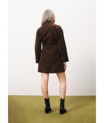 Robe CLOELIA Marron glace en linge