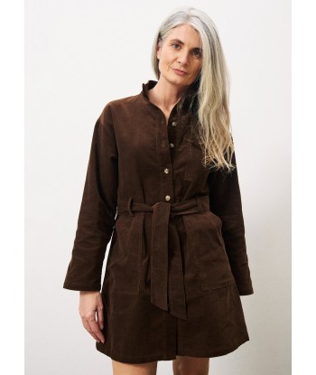 Robe CLOELIA Marron glace en linge