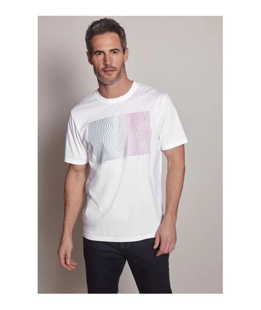 White Lines Print T-Shirt Venez acheter