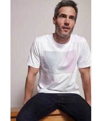 White Lines Print T-Shirt Venez acheter