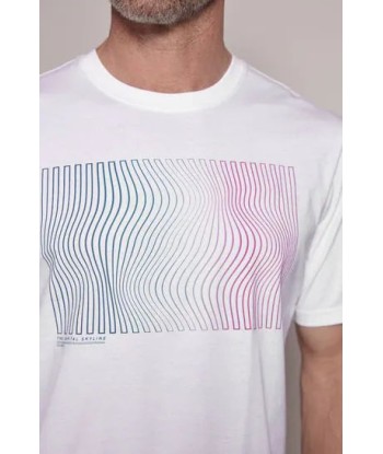 White Lines Print T-Shirt Venez acheter