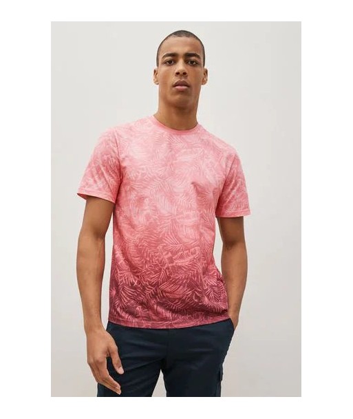 Coral Pink Leaf Dip Dye T-Shirt de France