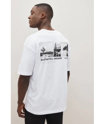 White Desert Text Back Print T-Shirt la colonne vertébrale