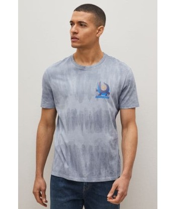 Grey Acid Wash Printed Graphic T-Shirt prix pour 