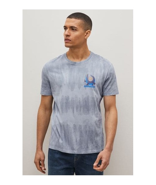 Grey Acid Wash Printed Graphic T-Shirt prix pour 