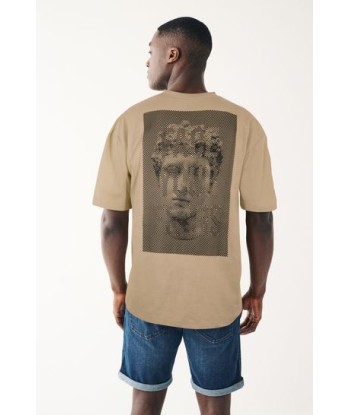 Tan Brown Back Print T-Shirt vente chaude votre 