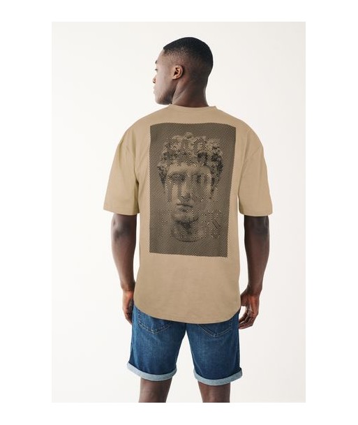 Tan Brown Back Print T-Shirt vente chaude votre 