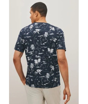 Navy Blue Hawaiian Print T-Shirt de l' environnement