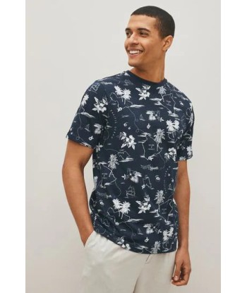 Navy Blue Hawaiian Print T-Shirt de l' environnement