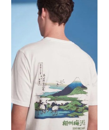 White Hokusai Mountain Print T-Shirt Vous souhaitez 