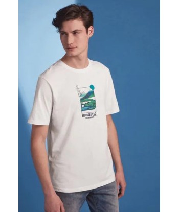 White Hokusai Mountain Print T-Shirt Vous souhaitez 