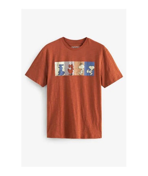 Rust Brown Snoopy Print T-Shirt rembourrage situé sous