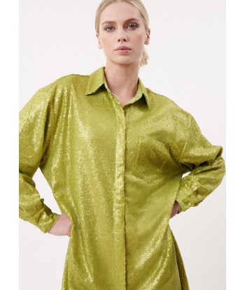 ROBE SKYE OLIVE brillant des détails fins