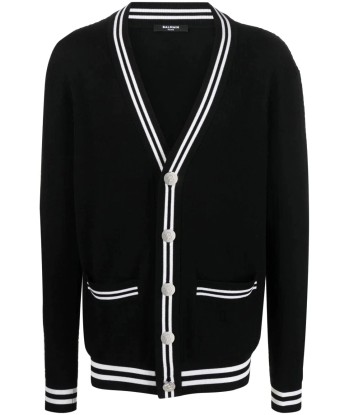 Contrasting Trim V-Neck Cardigan la livraison gratuite