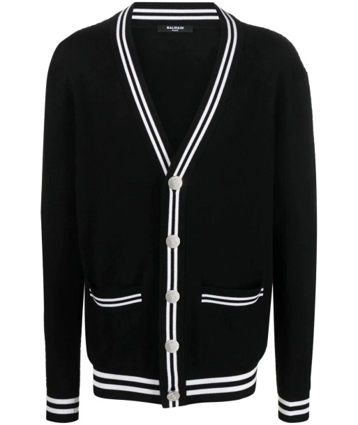 Contrasting Trim V-Neck Cardigan la livraison gratuite