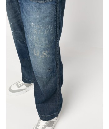 Distressed Finish Wide Leg Jeans soldes