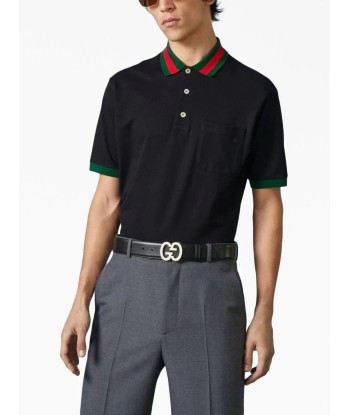 Web Stripe Collar Piqué Polo Shirt Venez acheter