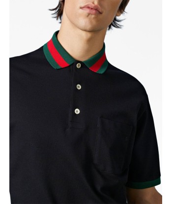 Web Stripe Collar Piqué Polo Shirt Venez acheter