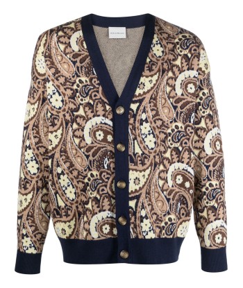 V Neck Paisley Print Cardigan votre