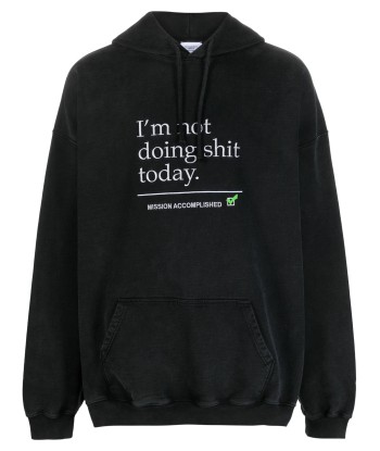 Text Print Cotton Hoodie Economisez 