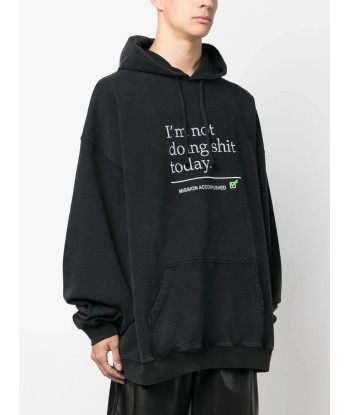 Text Print Cotton Hoodie Economisez 