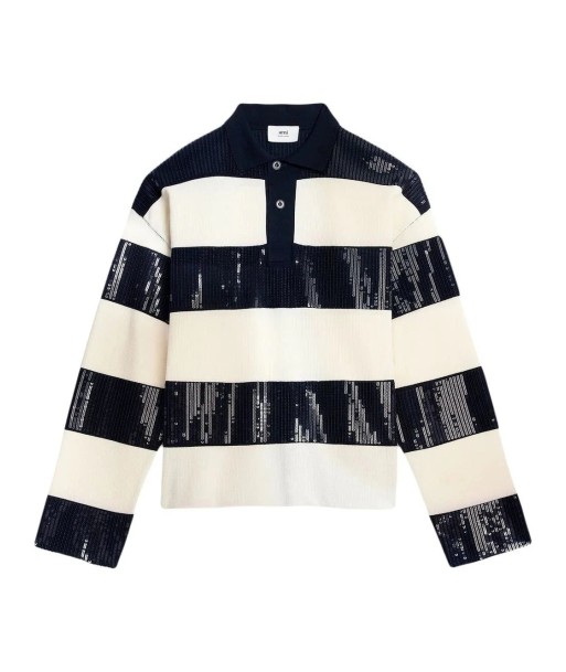 Stripe Sequin Embellished Polo Shirt acheter